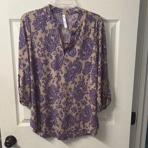 Dear Scarlett-Purple/Tan Floral Women's Top